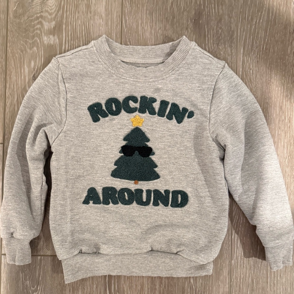Little Sleepies Gray Sweatshirt with Christmas Tree Design